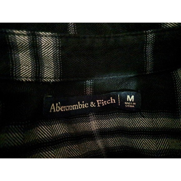 Abercrombie & Fitch Women Shirt Dress Size M Black Plaid Button Up Long Sleeve - Picture 4 of 6